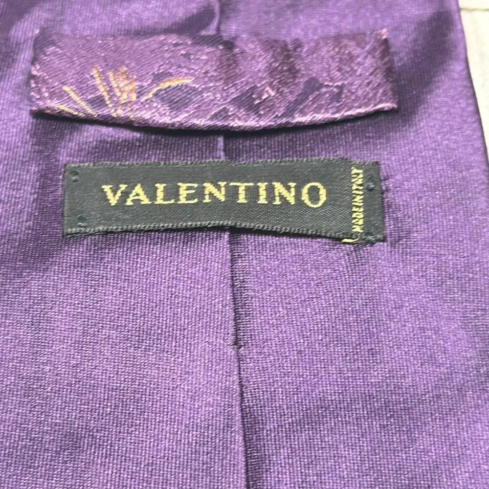 VALENTINO Floral Motif Silk Tie Purple NeckTie‎ Made in Italy Unique